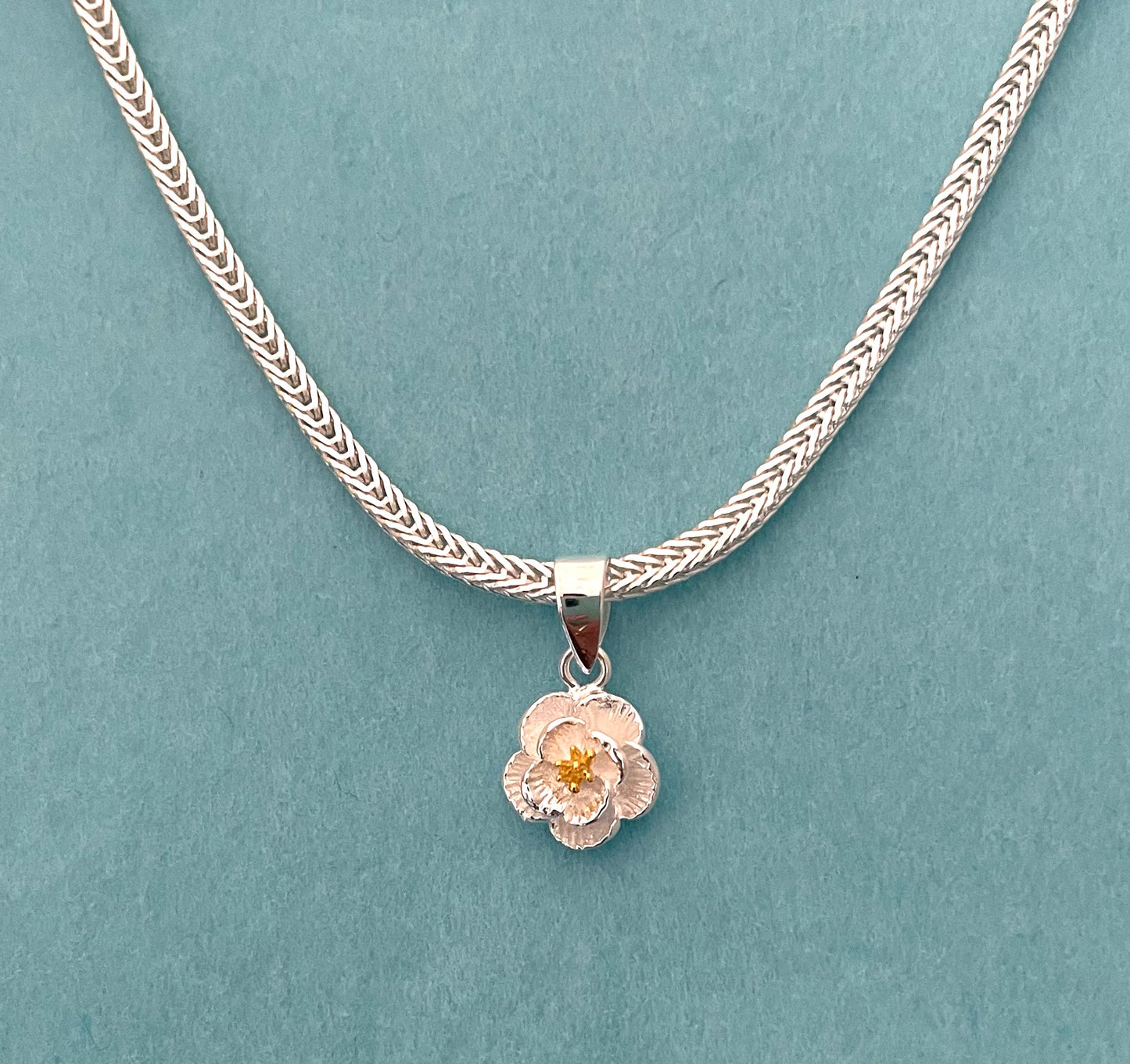 A Limited Summer Edition Foxtail Flower Necklace Solid 925 Sterling Silver Italy