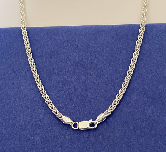 Necklace Extra Thick Spiga Link Solid 925 Sterling Silver Italy