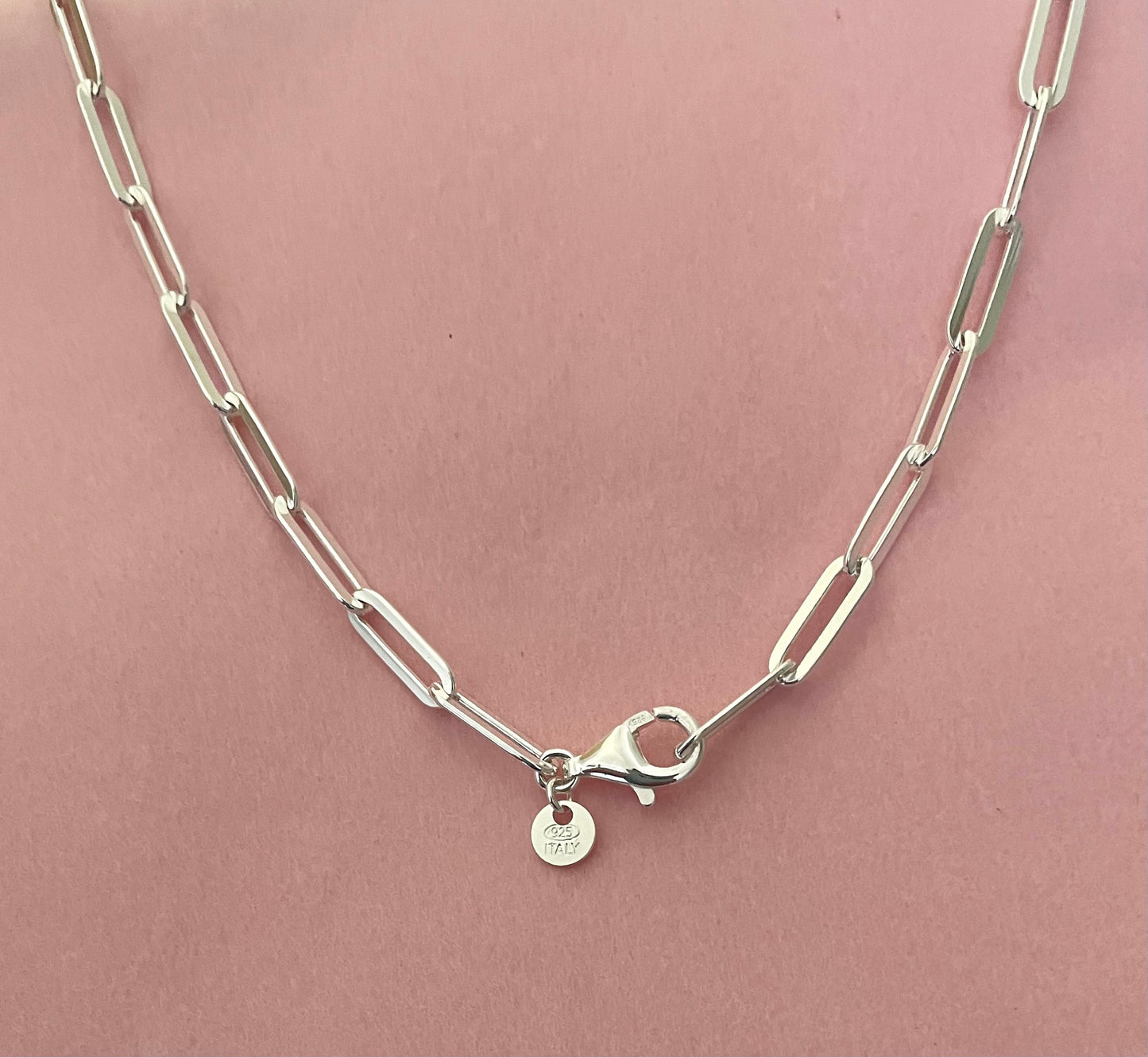 A Limited Edition Canadian Love Charm Enhancer Paperclip Necklace Solid 925 Sterling Silver Italy