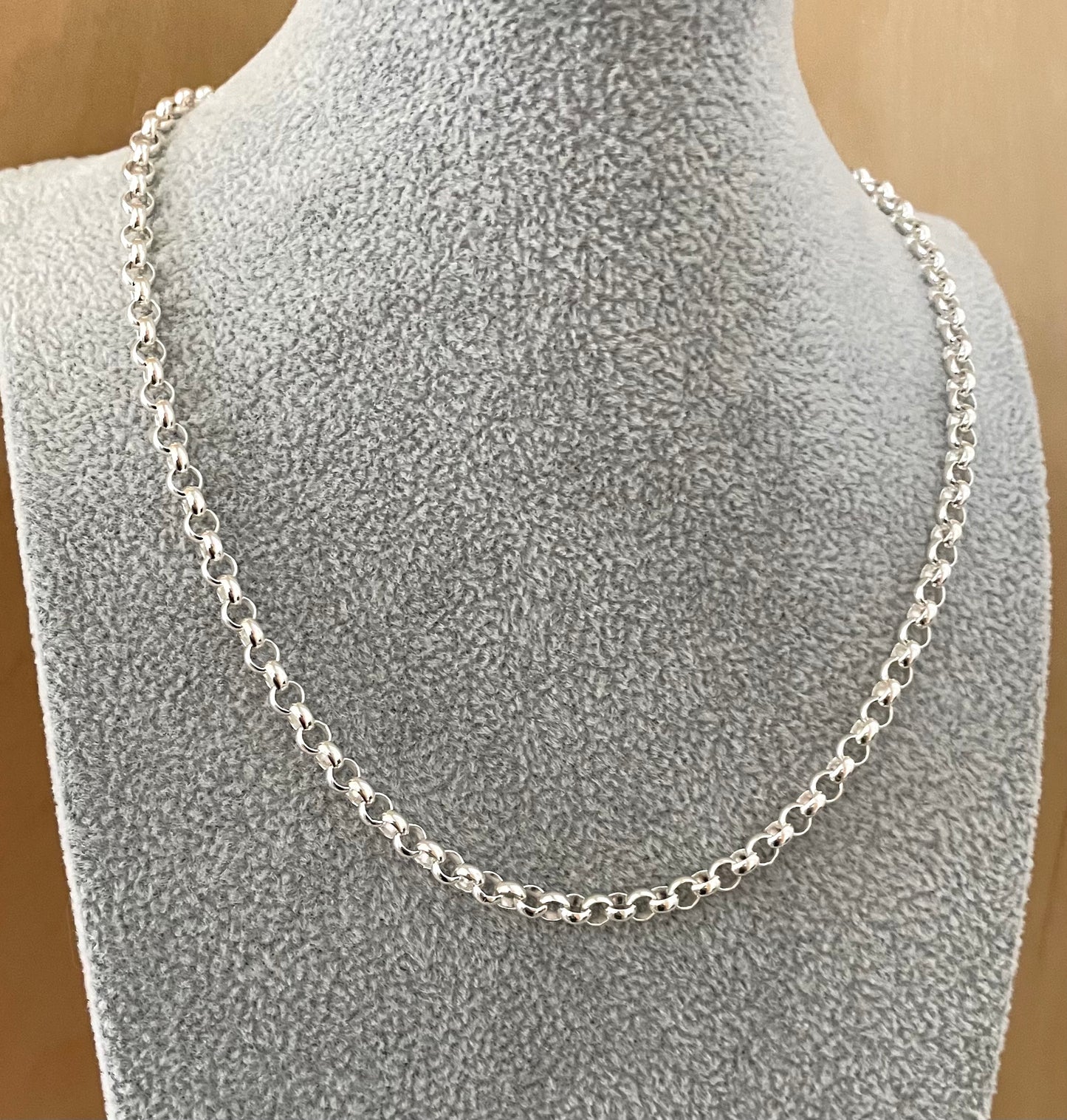 Necklace Rolo Extra Thick Link 16" Solid 925 Sterling Silver Italy