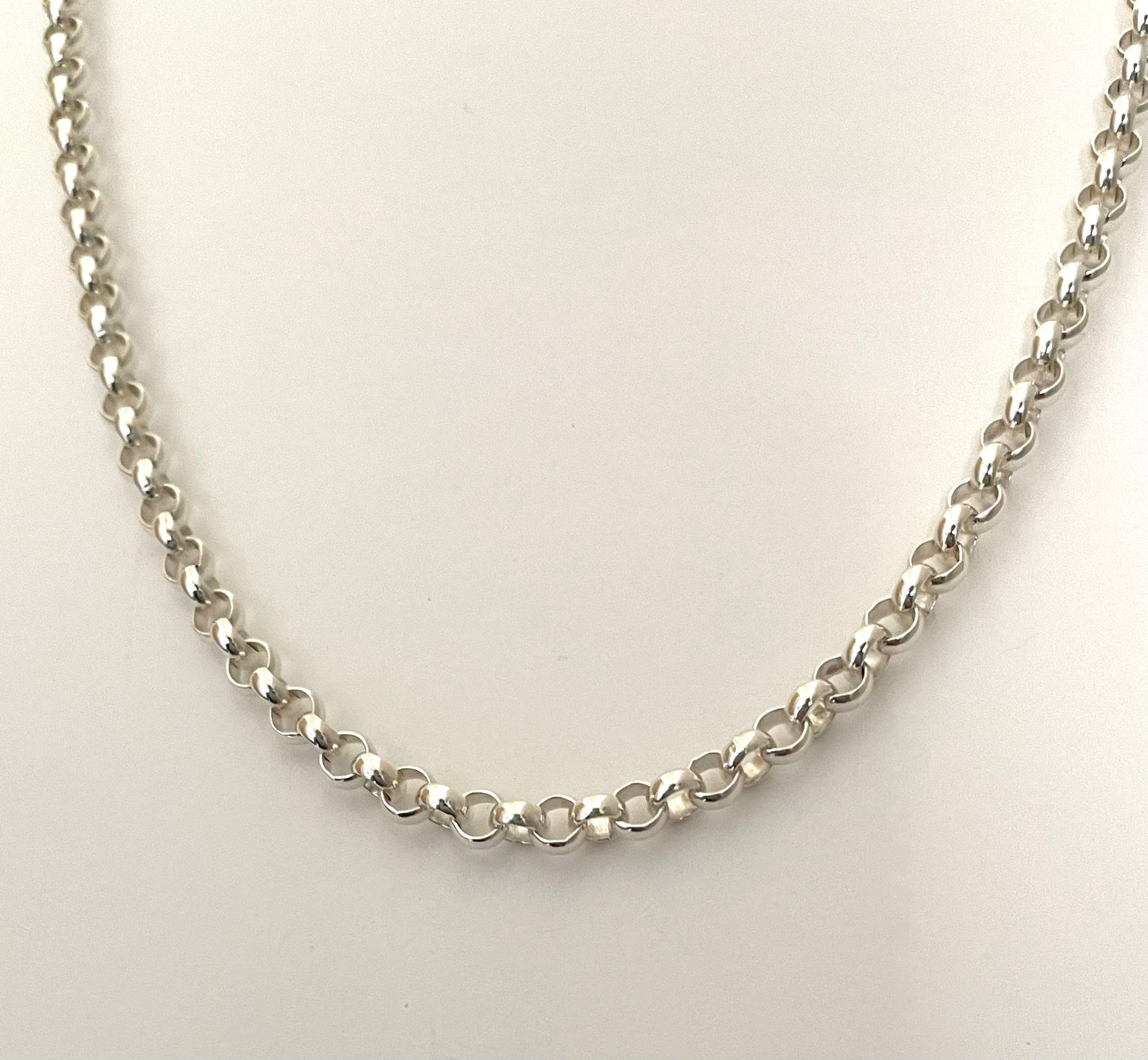 Necklace Rolo Extra Thick Link 16" Solid 925 Sterling Silver Italy