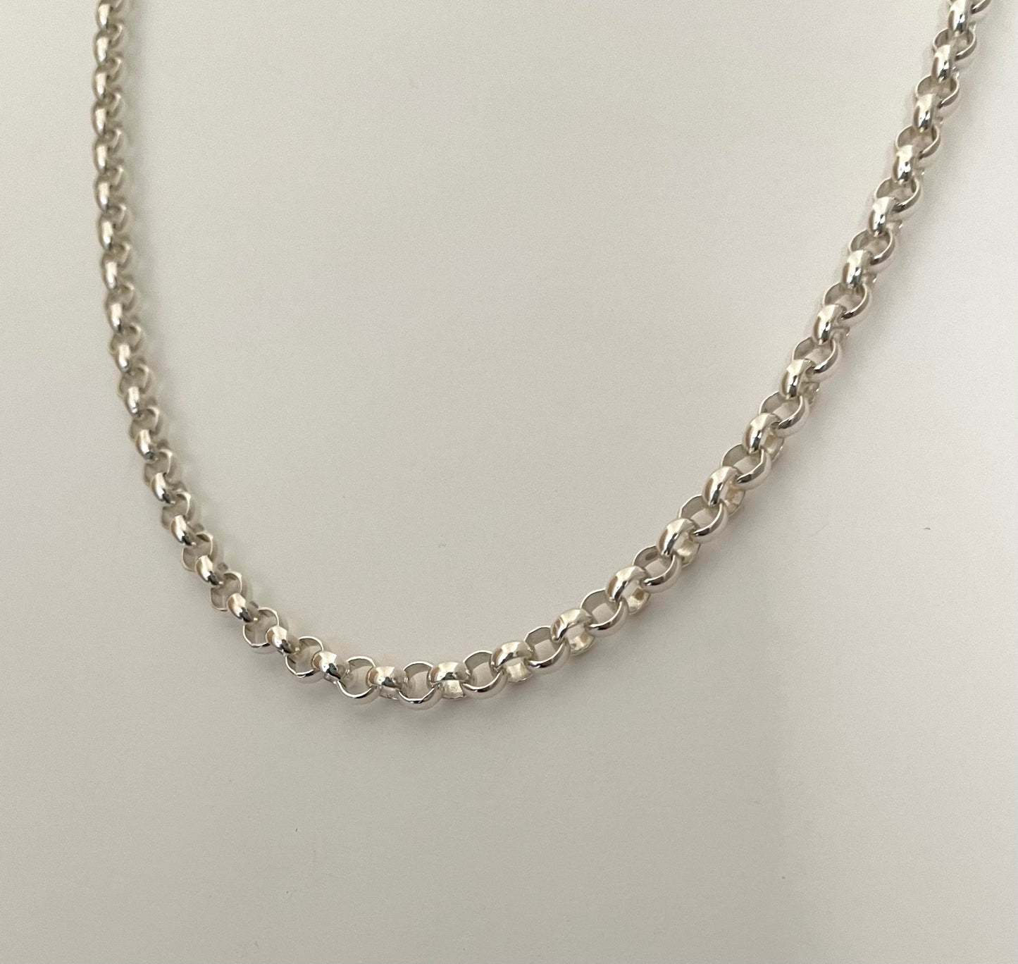 Necklace Rolo Extra Thick Link 16" Solid 925 Sterling Silver Italy