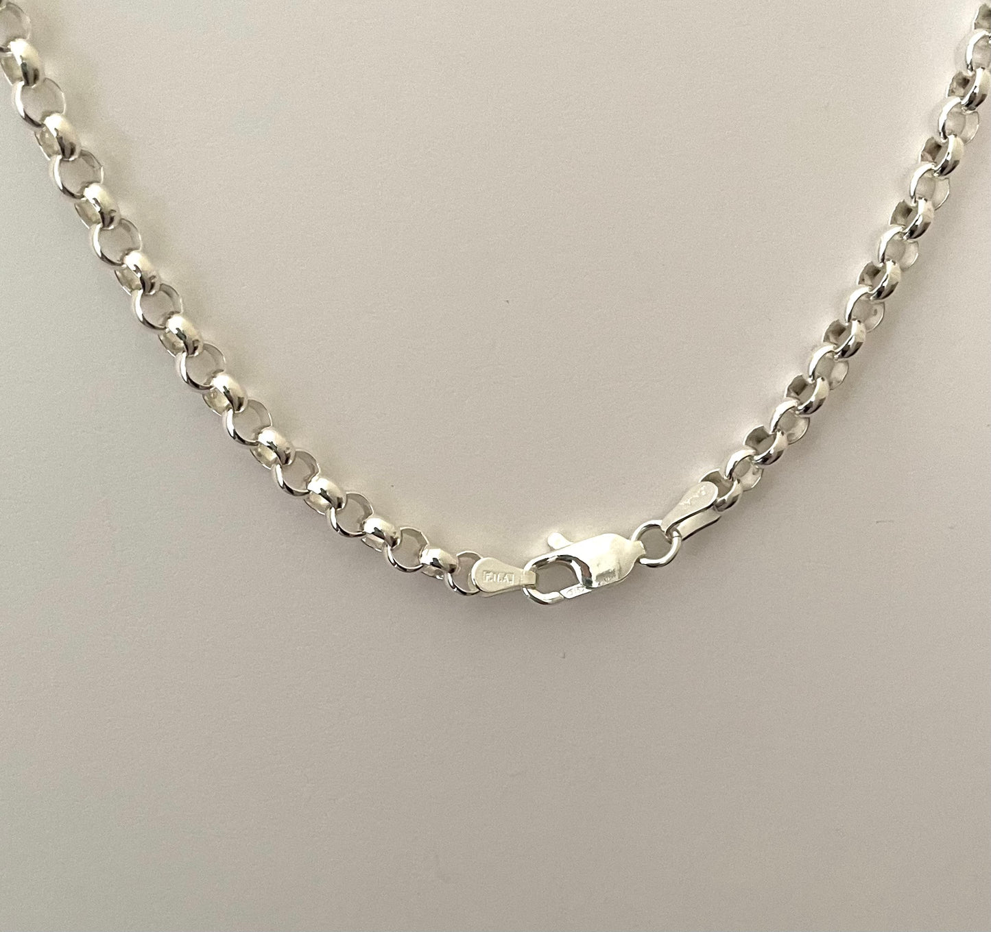 Necklace Rolo Extra Thick Link 16" Solid 925 Sterling Silver Italy