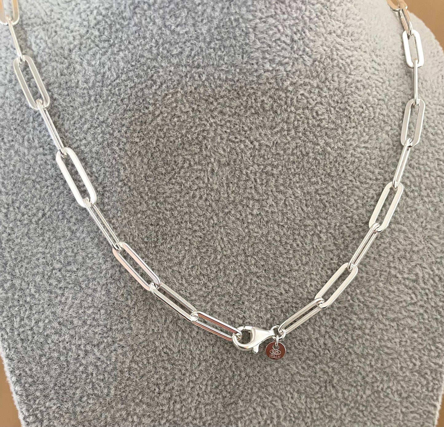 Necklace Paperclip Flat Link Thick 5mm Solid 925 Sterling Silver Italy