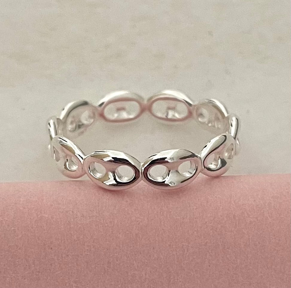 Eternity Stacking Ring Solid Puffy Gucc/Marine Solid 925 Sterling Silver