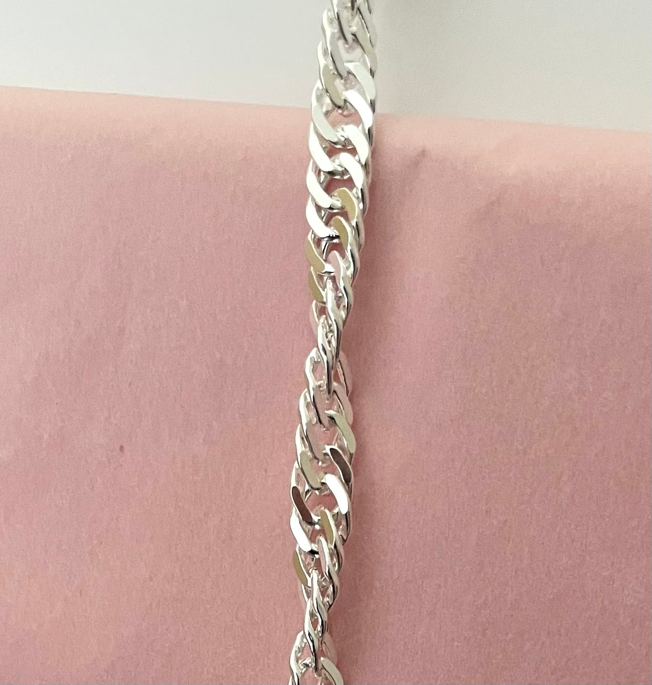 Bracelet Singapore Thick Link Solid 925 Sterling Silver Italy