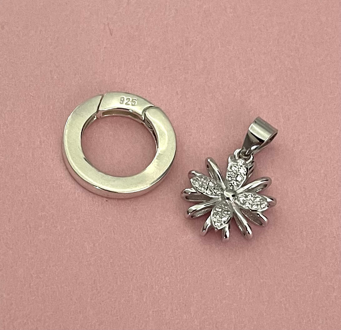 A Limited Edition Charm Enhancer Rolo Necklace Solid 925 Sterling Silver Italy