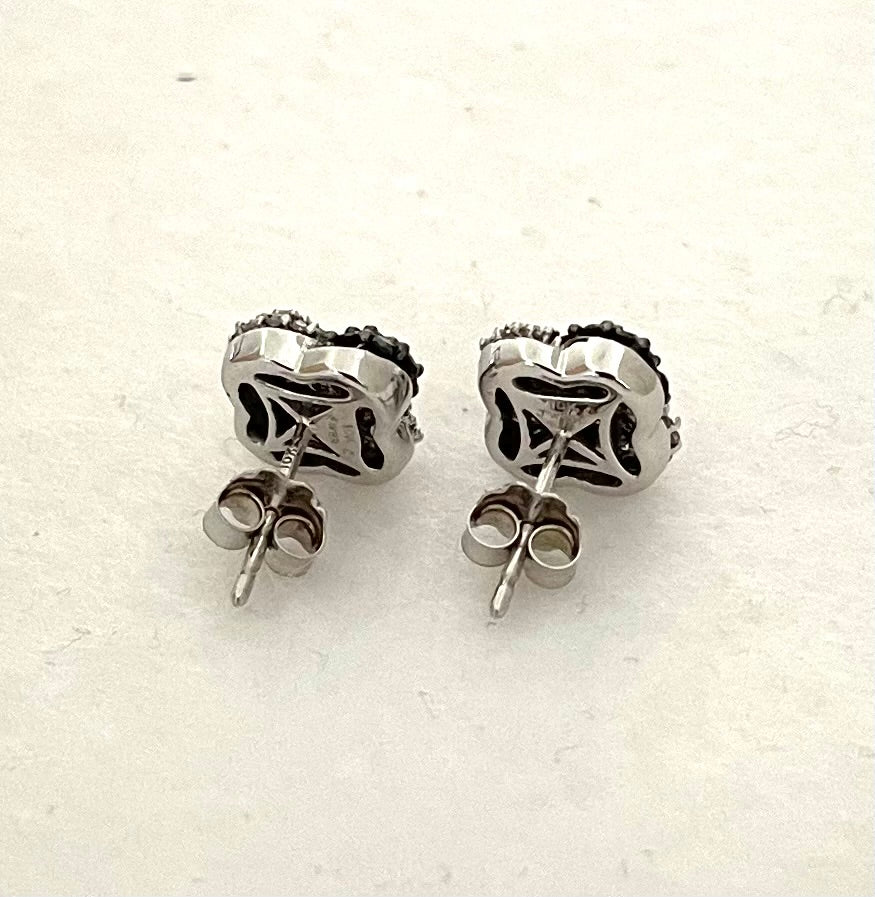 Wonderful Estate Black & White Diamond Pinwheel Set 1.50 cts tw In 10K White Gold