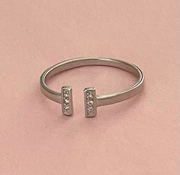 A Limited Edition Sparkly Dainty T Ring Solid 925 Sterling Silver