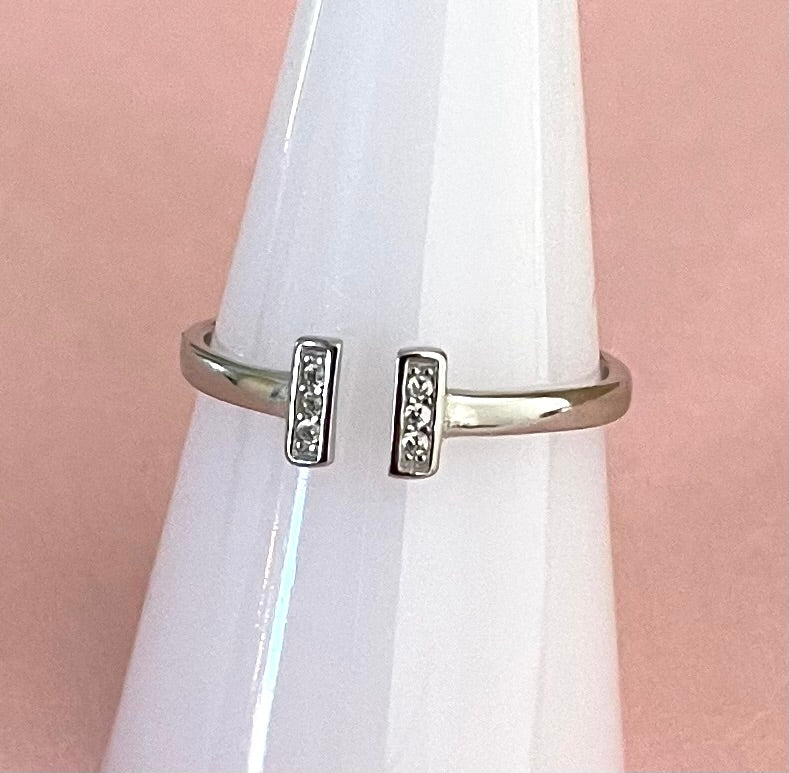 A Limited Edition Sparkly Dainty T Ring Solid 925 Sterling Silver