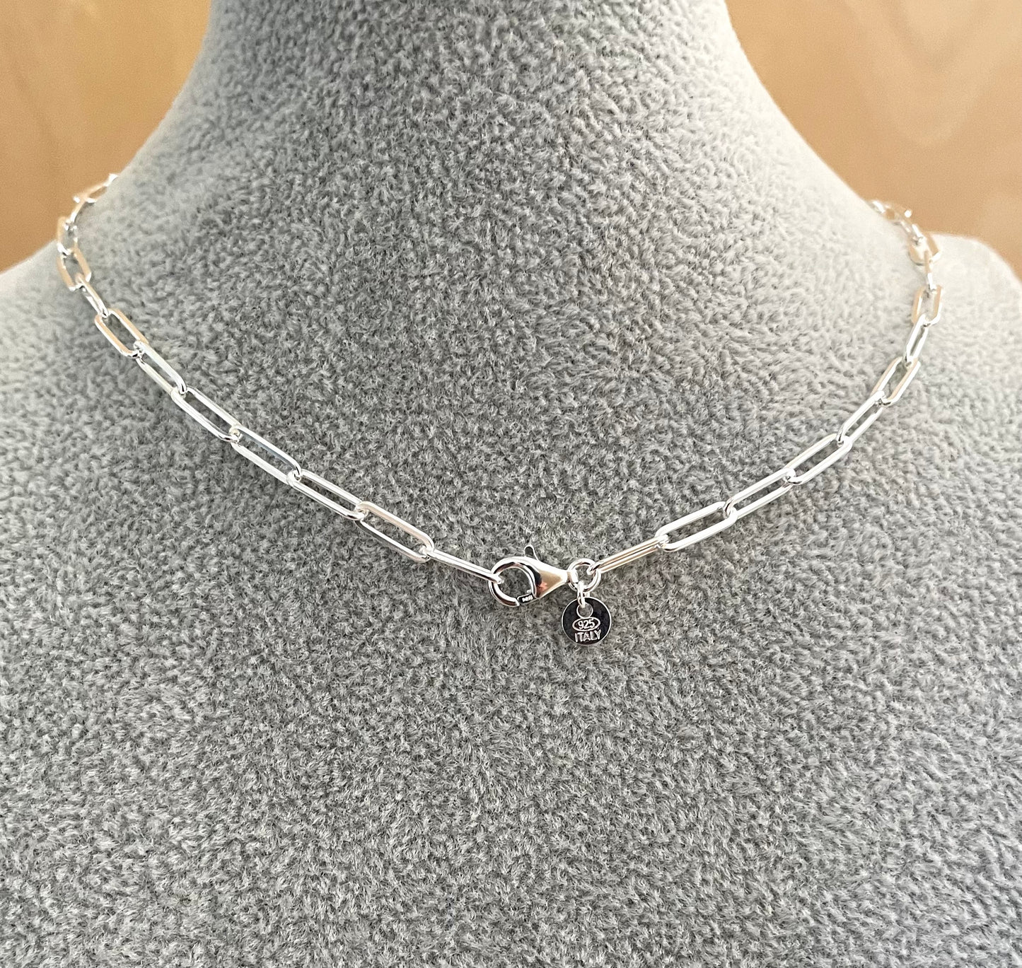 Necklace Paperclip 3.5mm Solid 925 Sterling Silver Italy