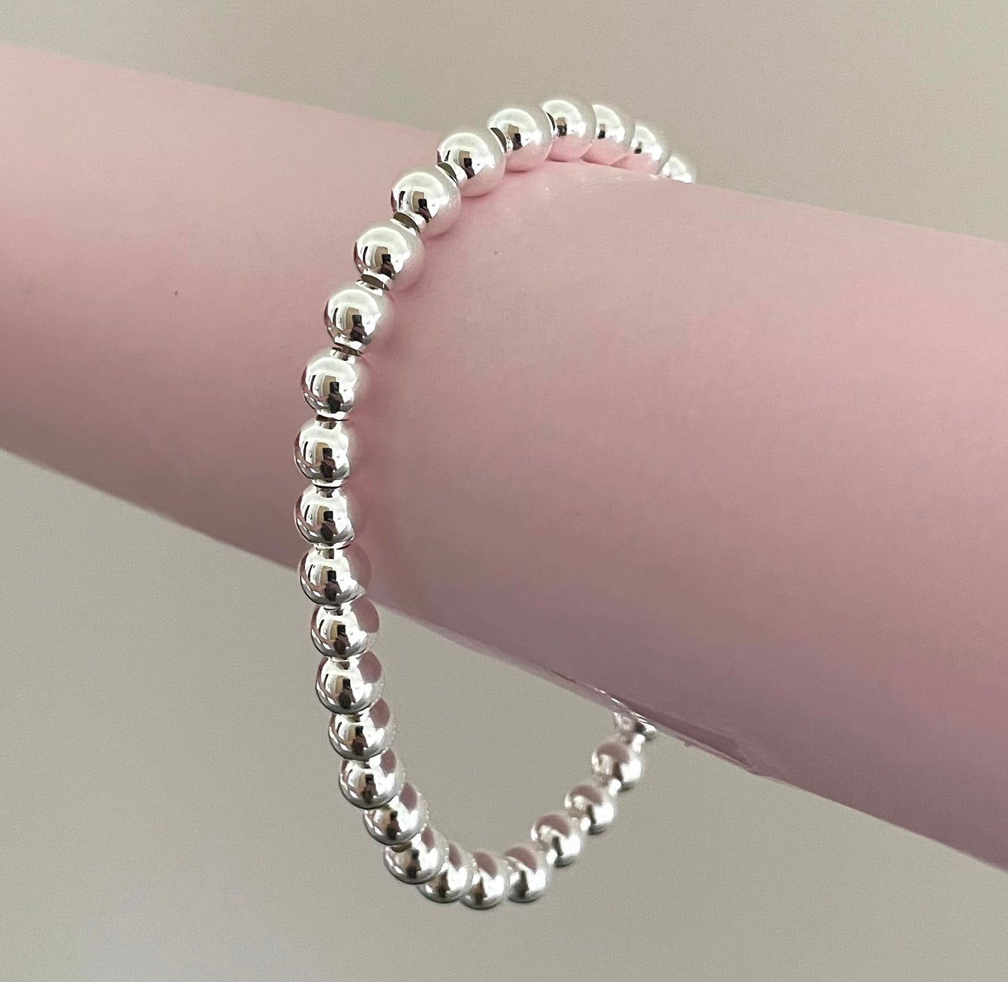 A Limited Edition Extra Thick 6mm Ball Bead Bracelet Solid 925 Sterling Silver Italy