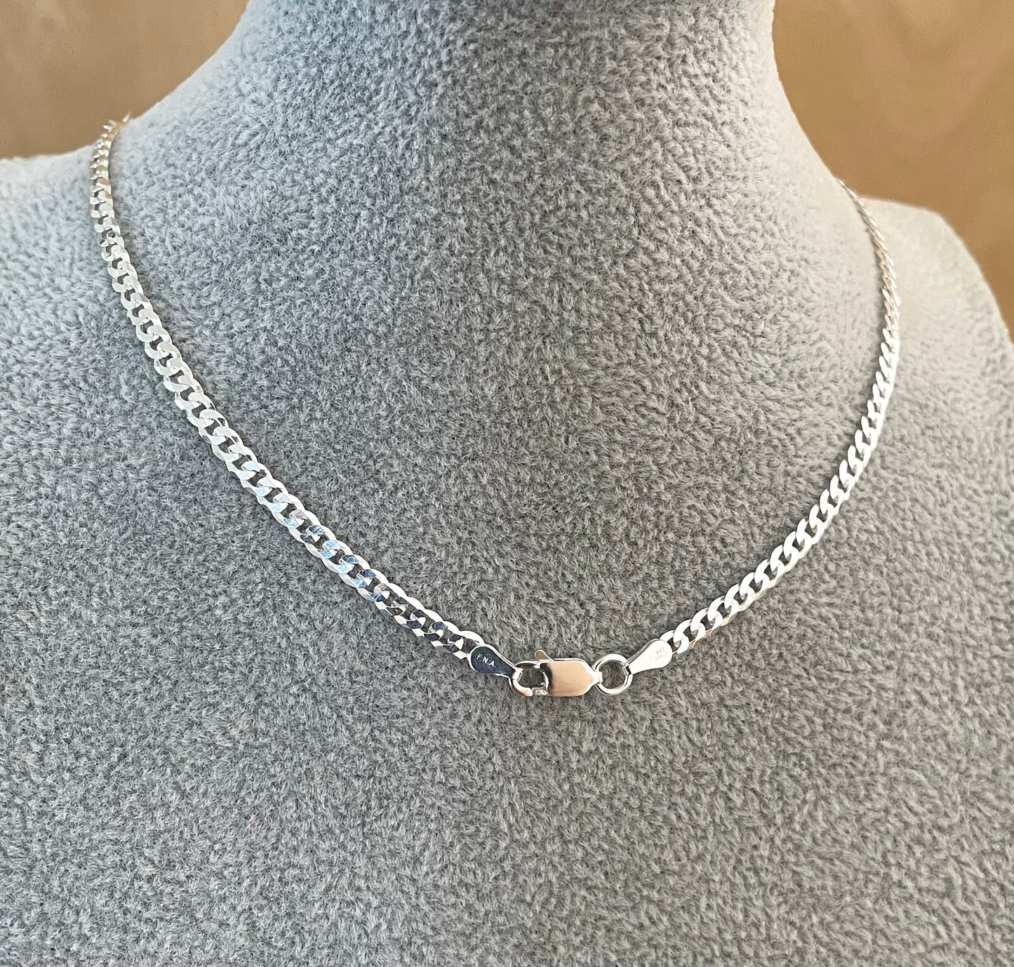 Necklace Paw On Thick Curb Solid 925 Sterling Silver Italy