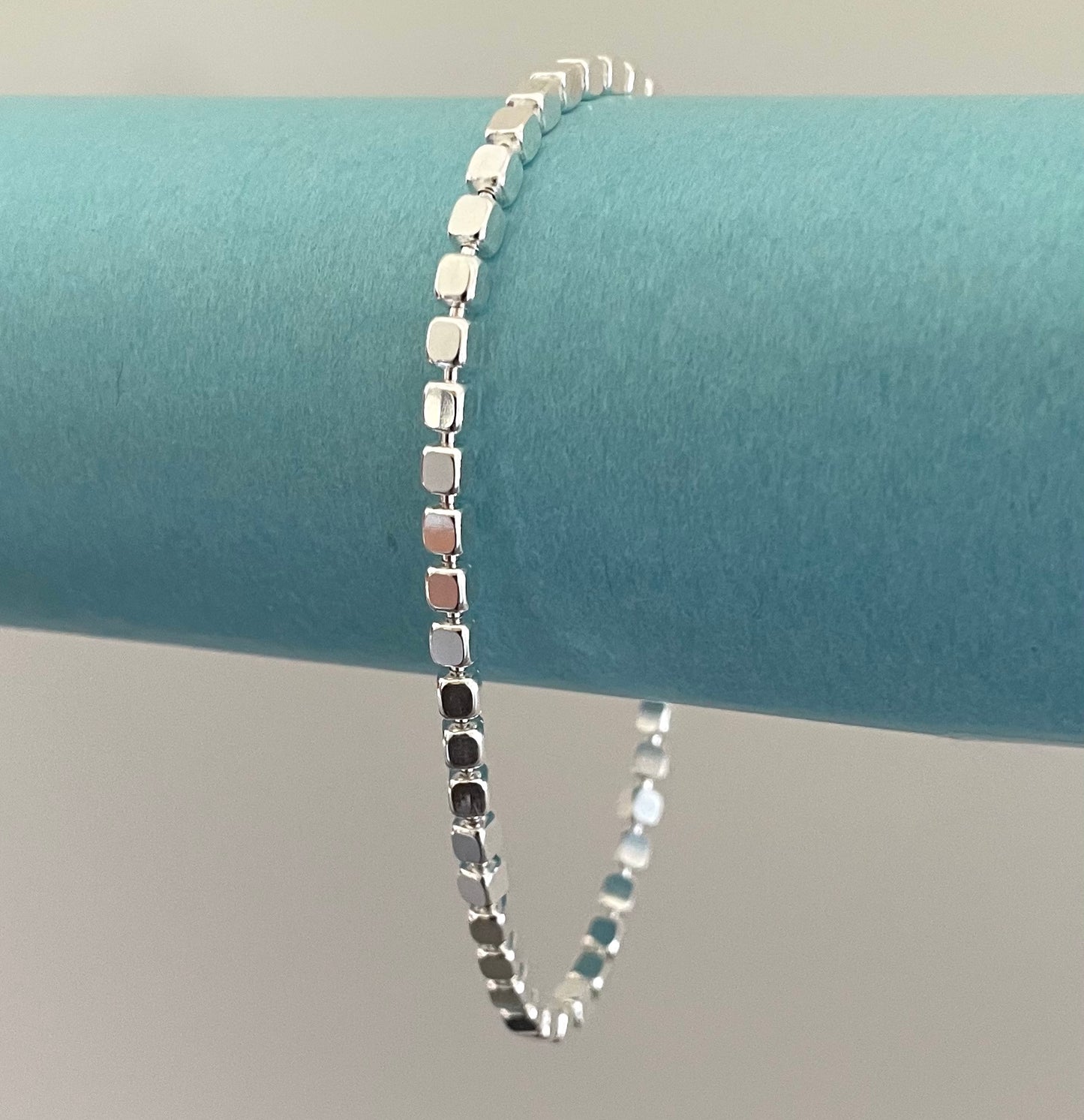 A Holiday Glam Cubes Bracelet Solid 925 Sterling Silver Italy