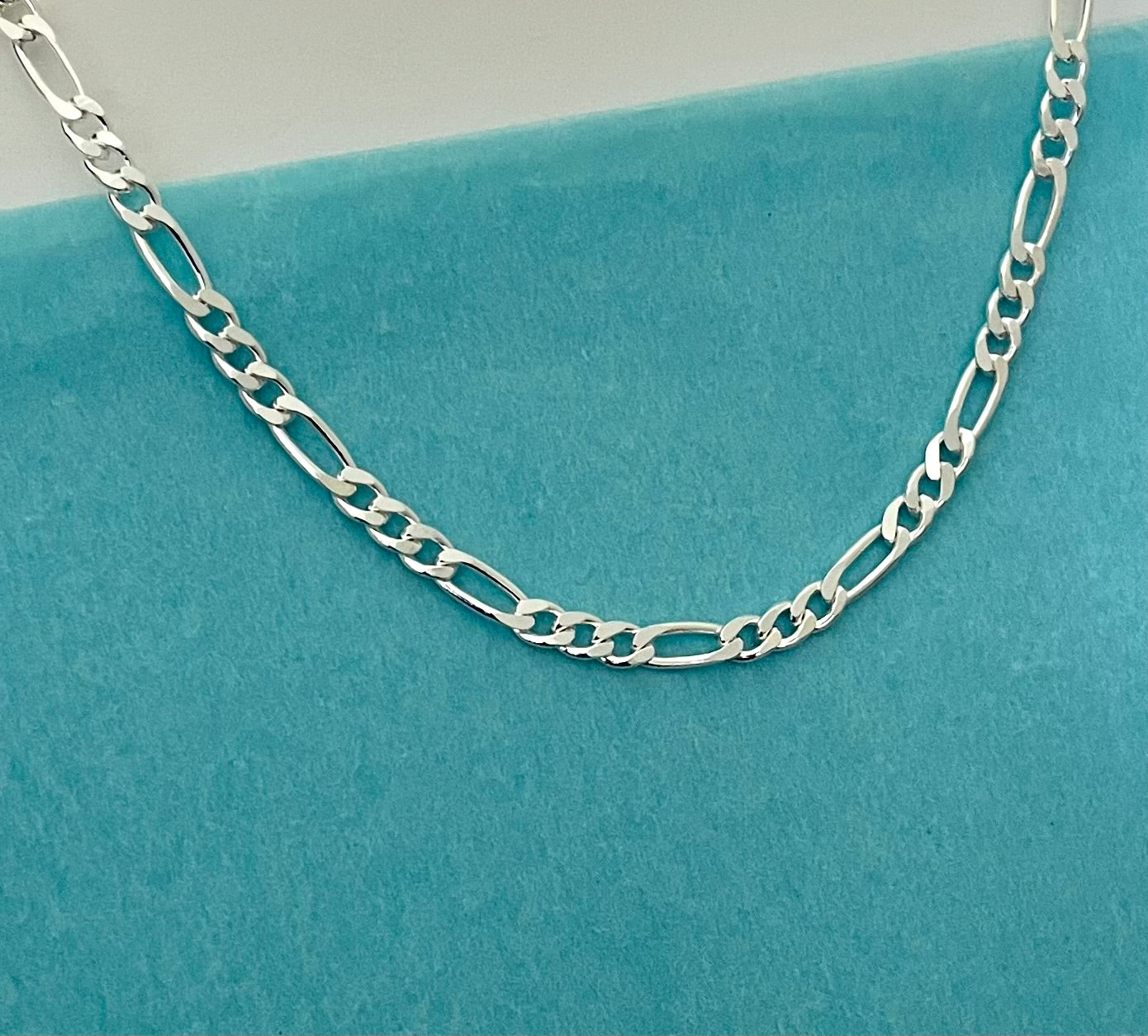 Anklet Figaro Link Solid 925 Sterling Silver Italy