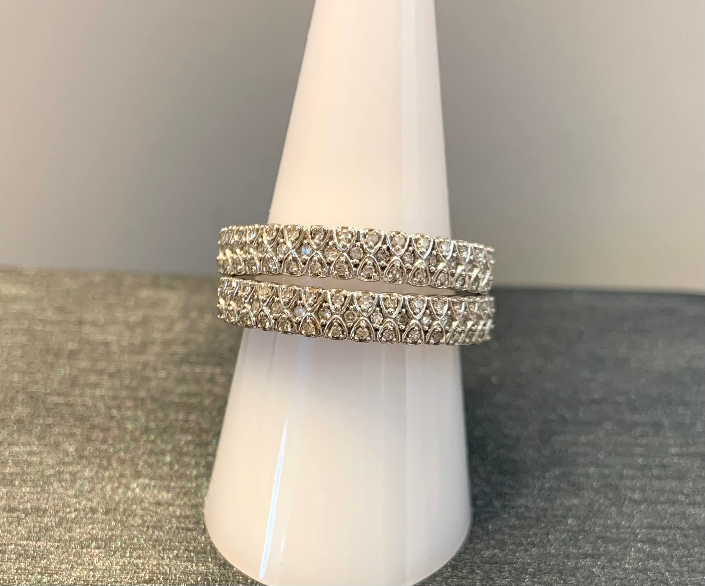 Wonderful Estate Diamond Rings/Earrings Combination Set 14K White Gold With Appraisal
