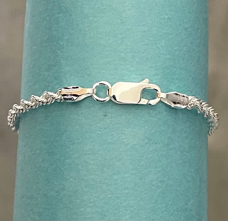 Bracelet Silk Rope Solid 925 Sterling Silver Italy