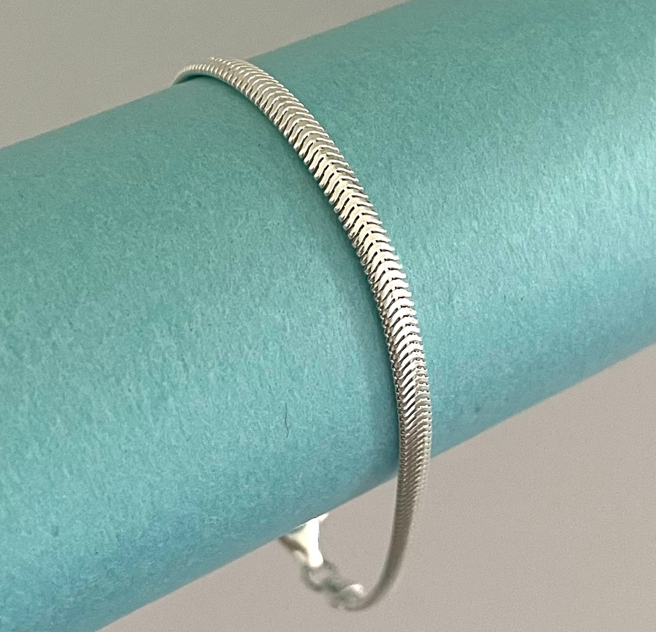 Bracelet Glamorous Oval Snake Link Solid 925 Sterling Silver Italy