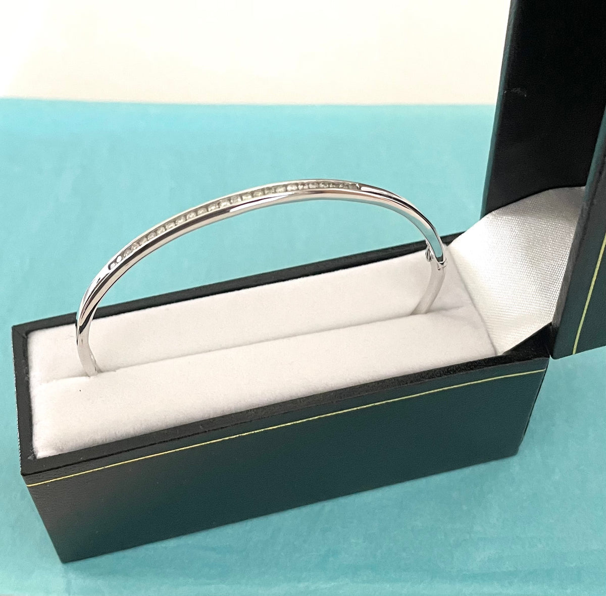 Wonderful Estate Bangle .50cts Diamonds In 10K White Gold