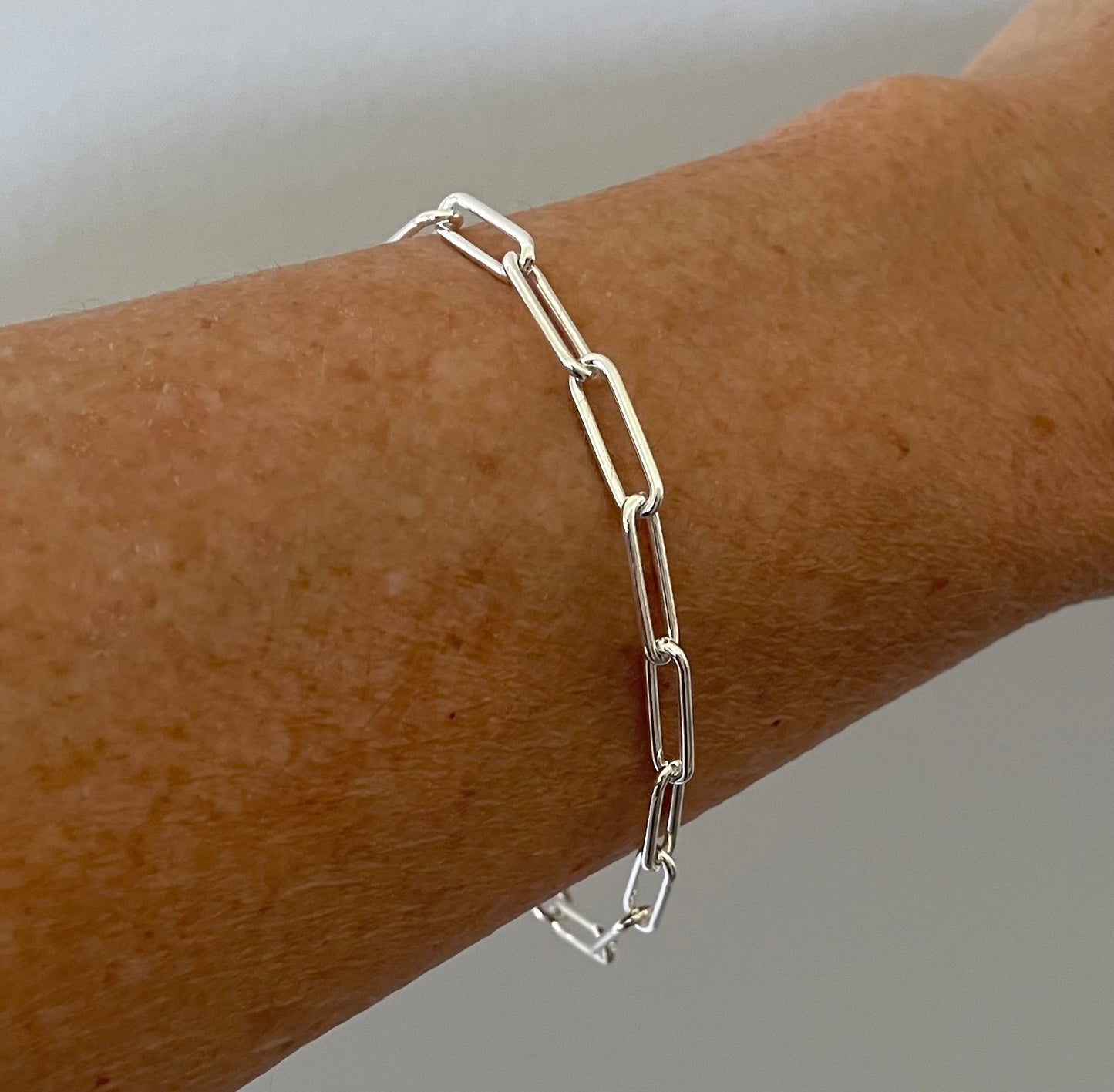 Bracelet Paperclip 4.5mm Solid 925 Sterling Silver Italy