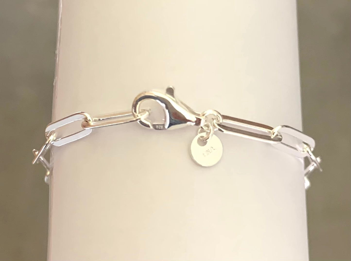 Bracelet Paperclip 4mm Shiny Flat Link Solid 925 Sterling Silver Italy