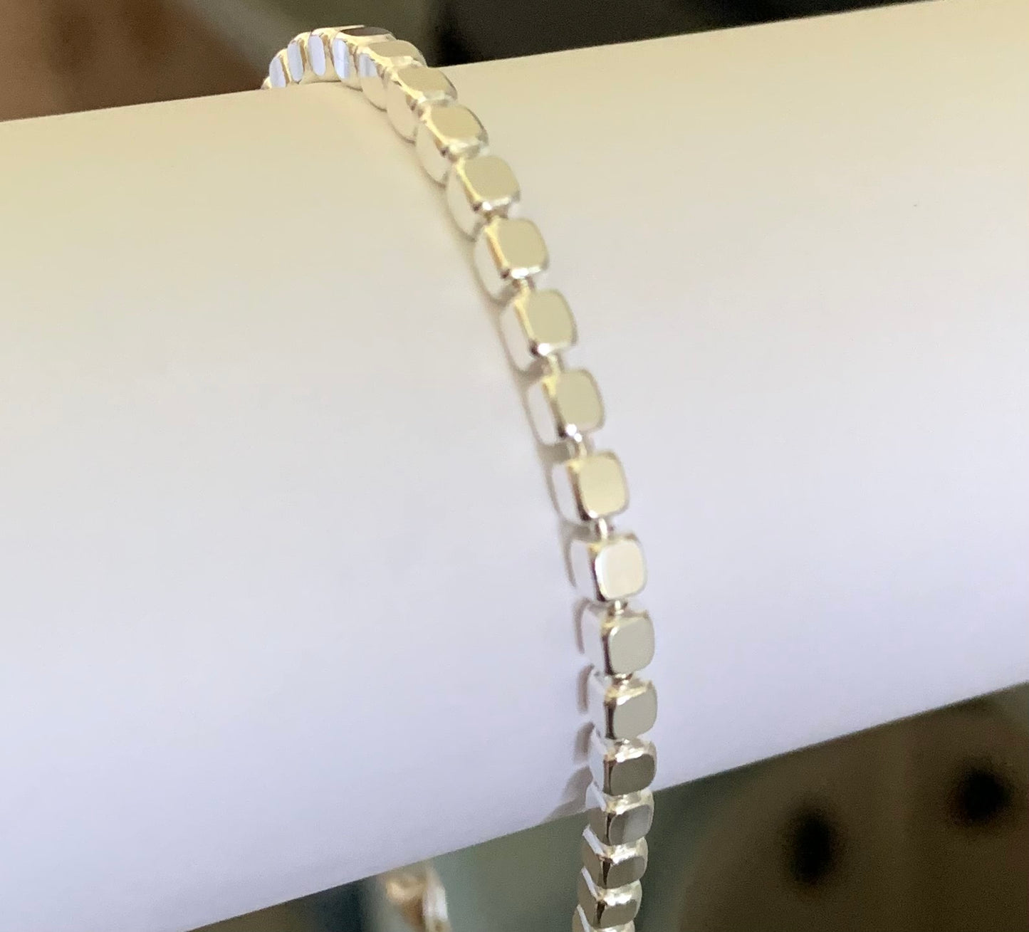 Bracelet With Shiny Cubes Solid 925 Sterling Silver Italy