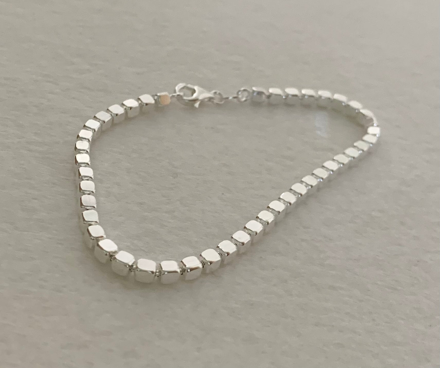 Bracelet With Shiny Cubes Solid 925 Sterling Silver Italy