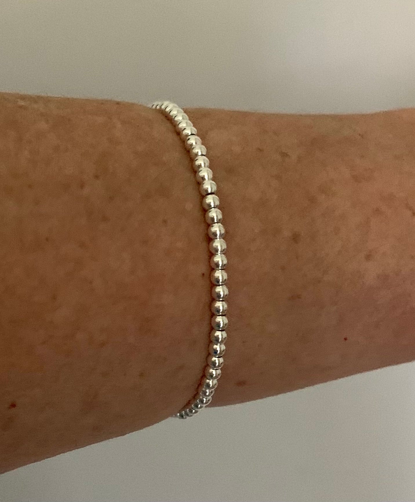 Friendship Bracelet Stretchable Ball Bead 925 Sterling Silver