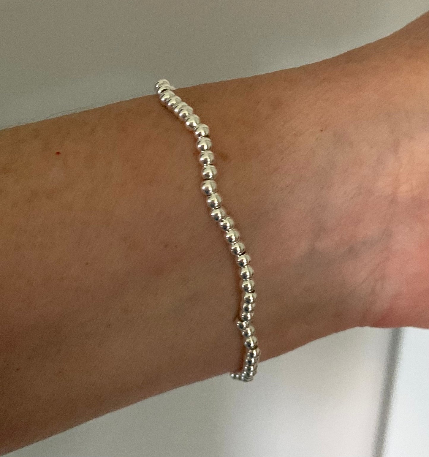 Friendship Bracelet Stretchable Ball Bead 925 Sterling Silver
