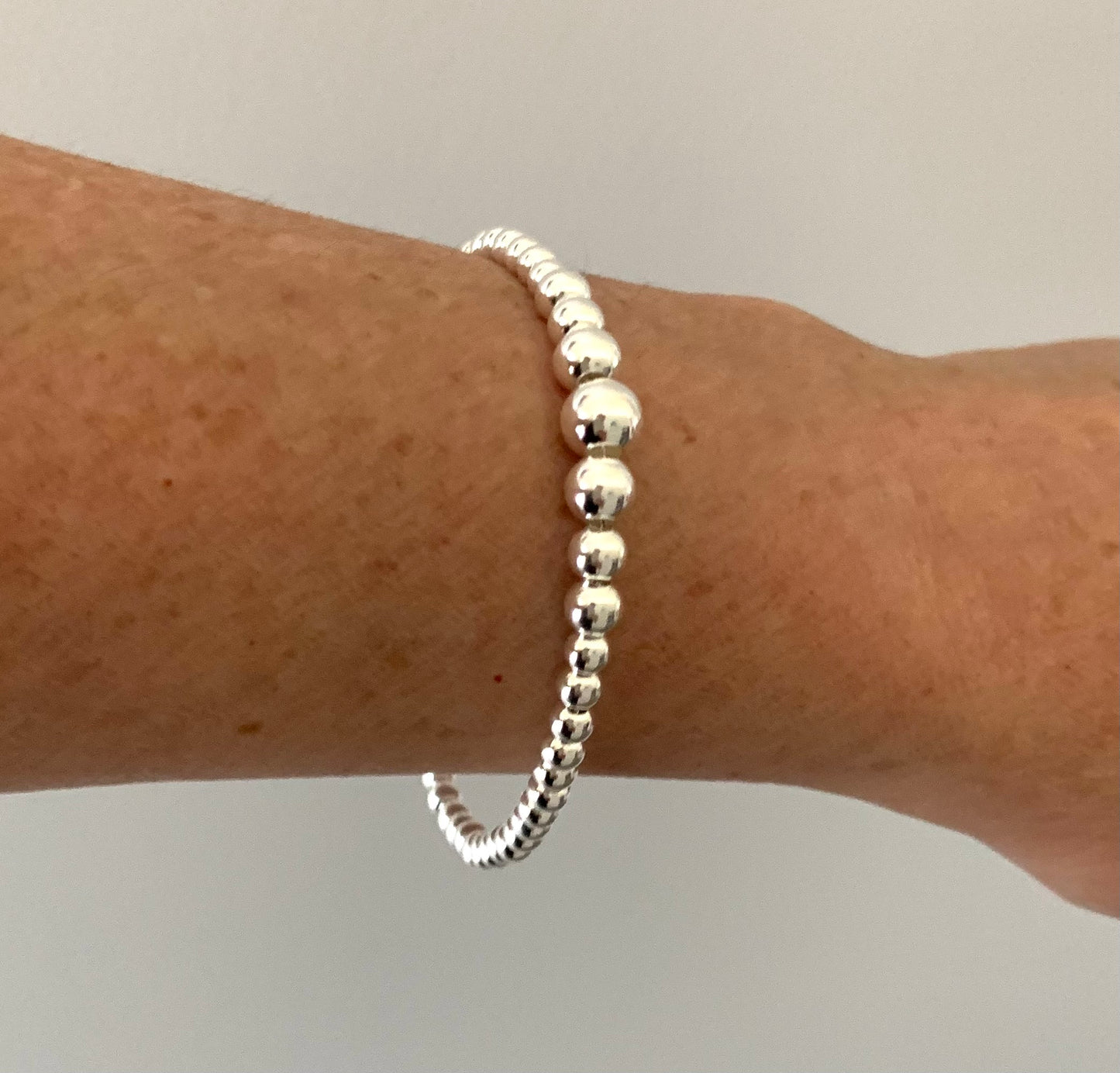 Bracelet Ball Bead Graduated 3mm-7mm Solid 925 Sterling Silver Italy