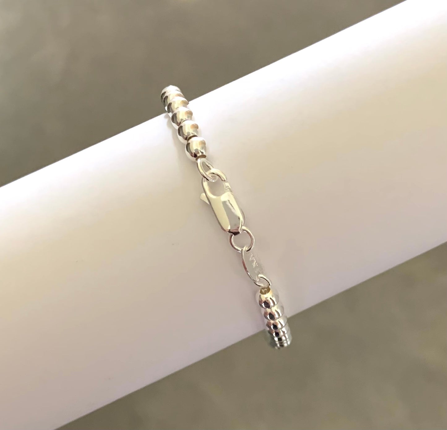Bracelet Ball Bead Graduated 3mm-7mm Solid 925 Sterling Silver Italy