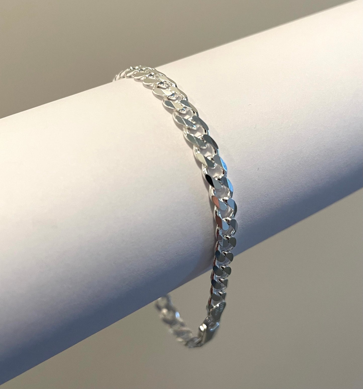 Bracelet Thick Curb Link Solid 925 Sterling Silver Italy