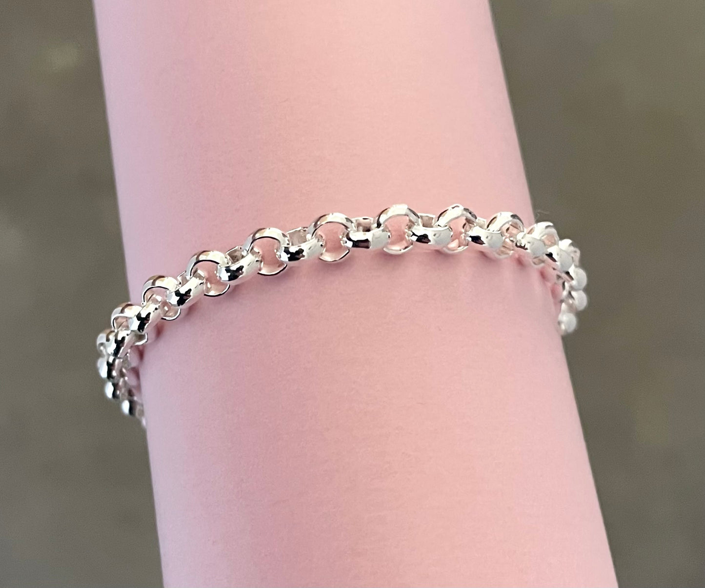 Bracelet Rolo Extra Thick Link Solid 925 Sterling Silver Italy