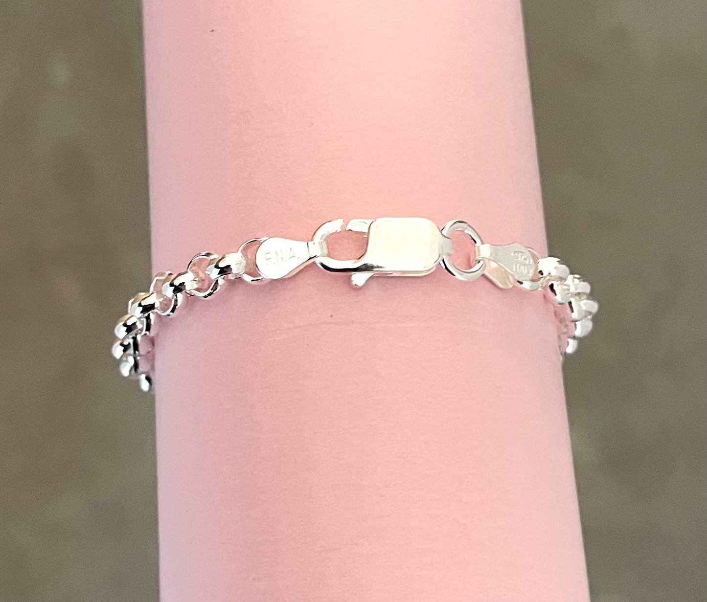 Bracelet Rolo Extra Thick Link Solid 925 Sterling Silver Italy