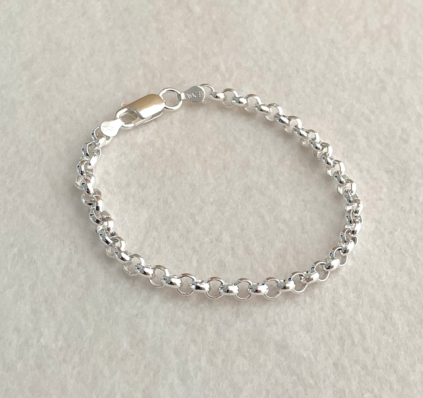 Bracelet Rolo Extra Thick Link Solid 925 Sterling Silver Italy