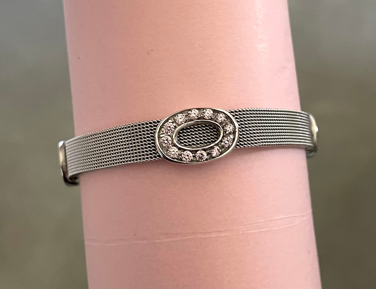 Wonderful Estate Bracelet From Italy 14K White Gold With Colourful Sapphire Stations