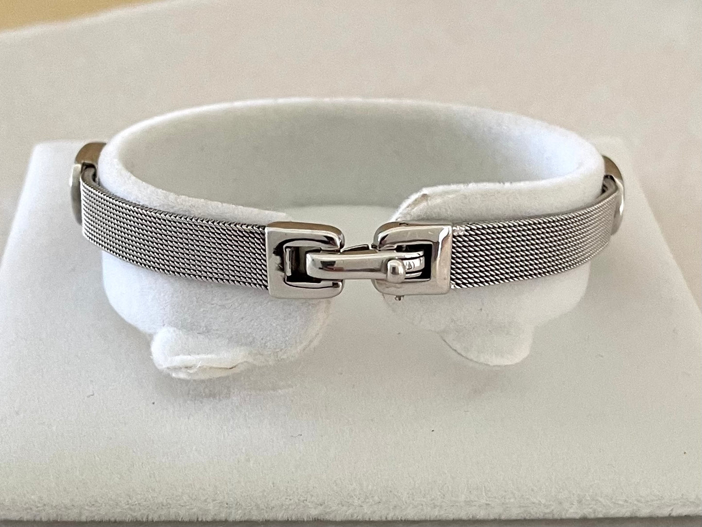 Wonderful Estate Bracelet From Italy 14K White Gold With Colourful Sapphire Stations