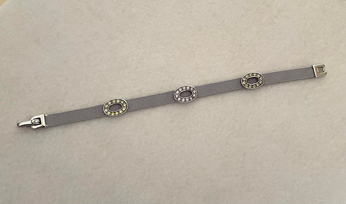Wonderful Estate Bracelet From Italy 14K White Gold With Colourful Sapphire Stations