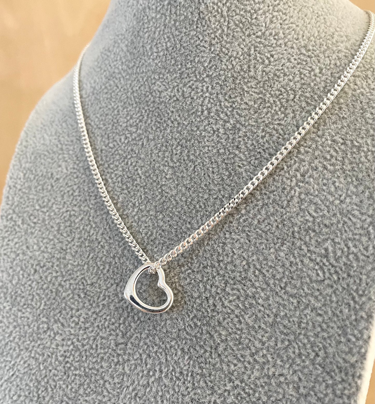 Floating Heart Necklace Solid 925 Sterling Silver Italy