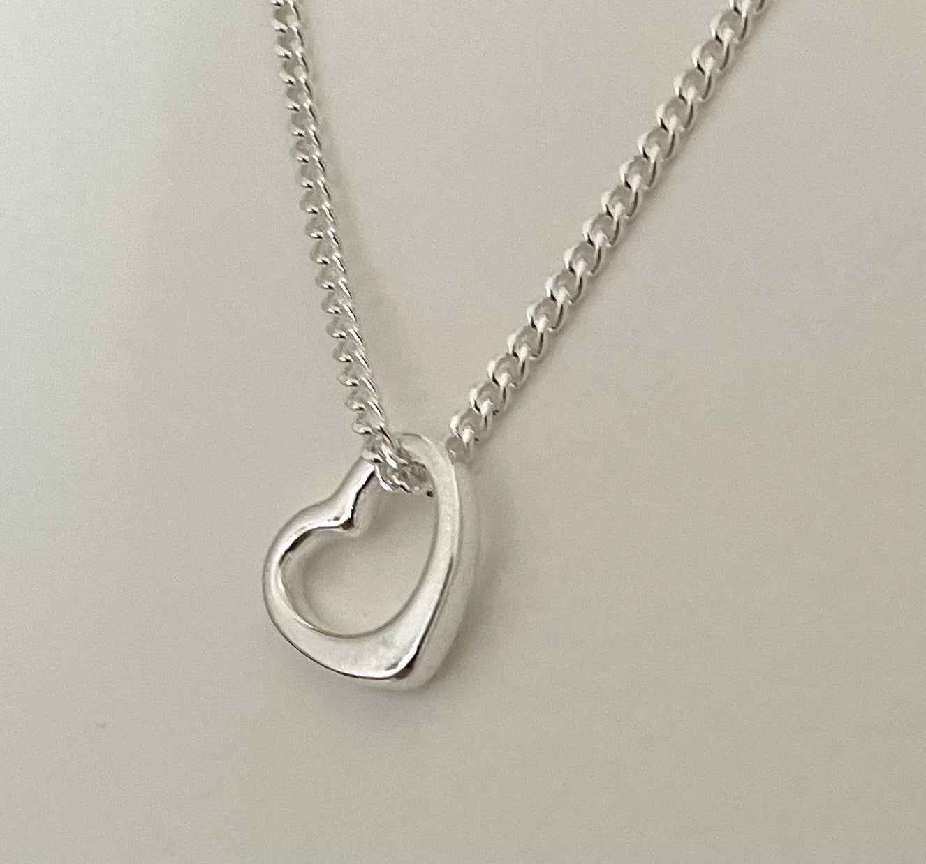 Floating Heart Necklace Solid 925 Sterling Silver Italy