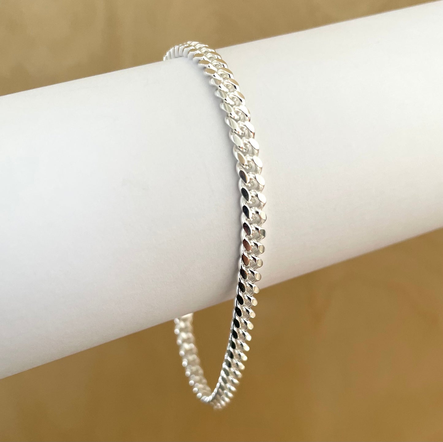 Bracelet Cuban Link Solid 925 Sterling Silver Italy