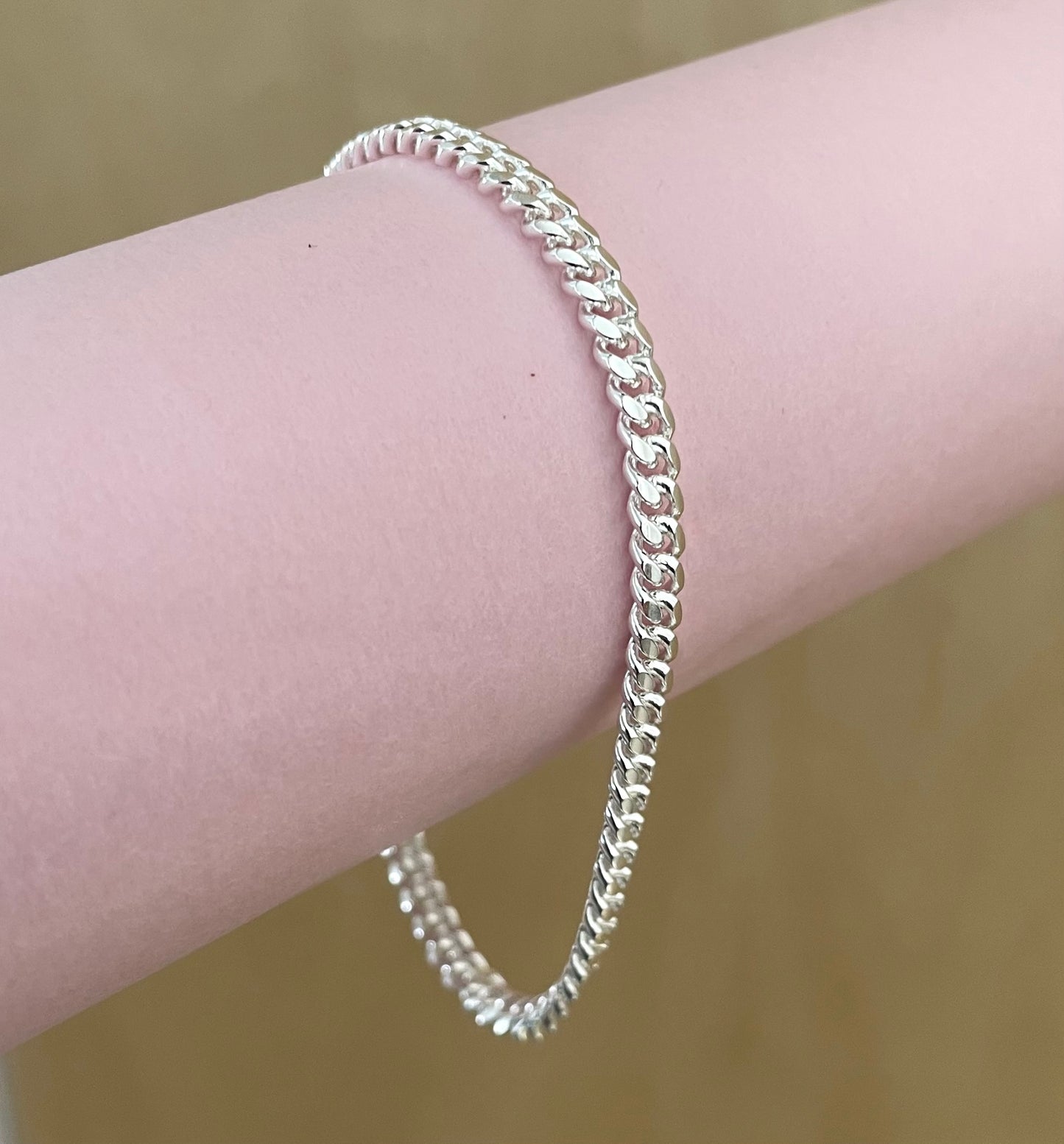Bracelet Cuban Link Solid 925 Sterling Silver Italy