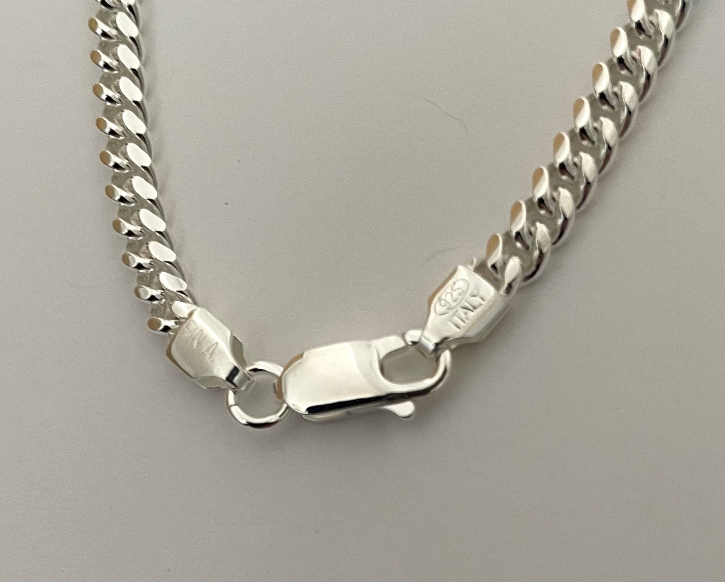 Bracelet Cuban Link Solid 925 Sterling Silver Italy