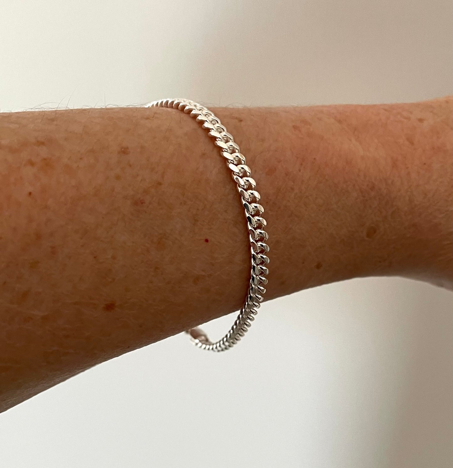 Bracelet Cuban Link Solid 925 Sterling Silver Italy