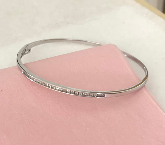 Wonderful Estate Bangle .50cts Diamonds In 10K White Gold