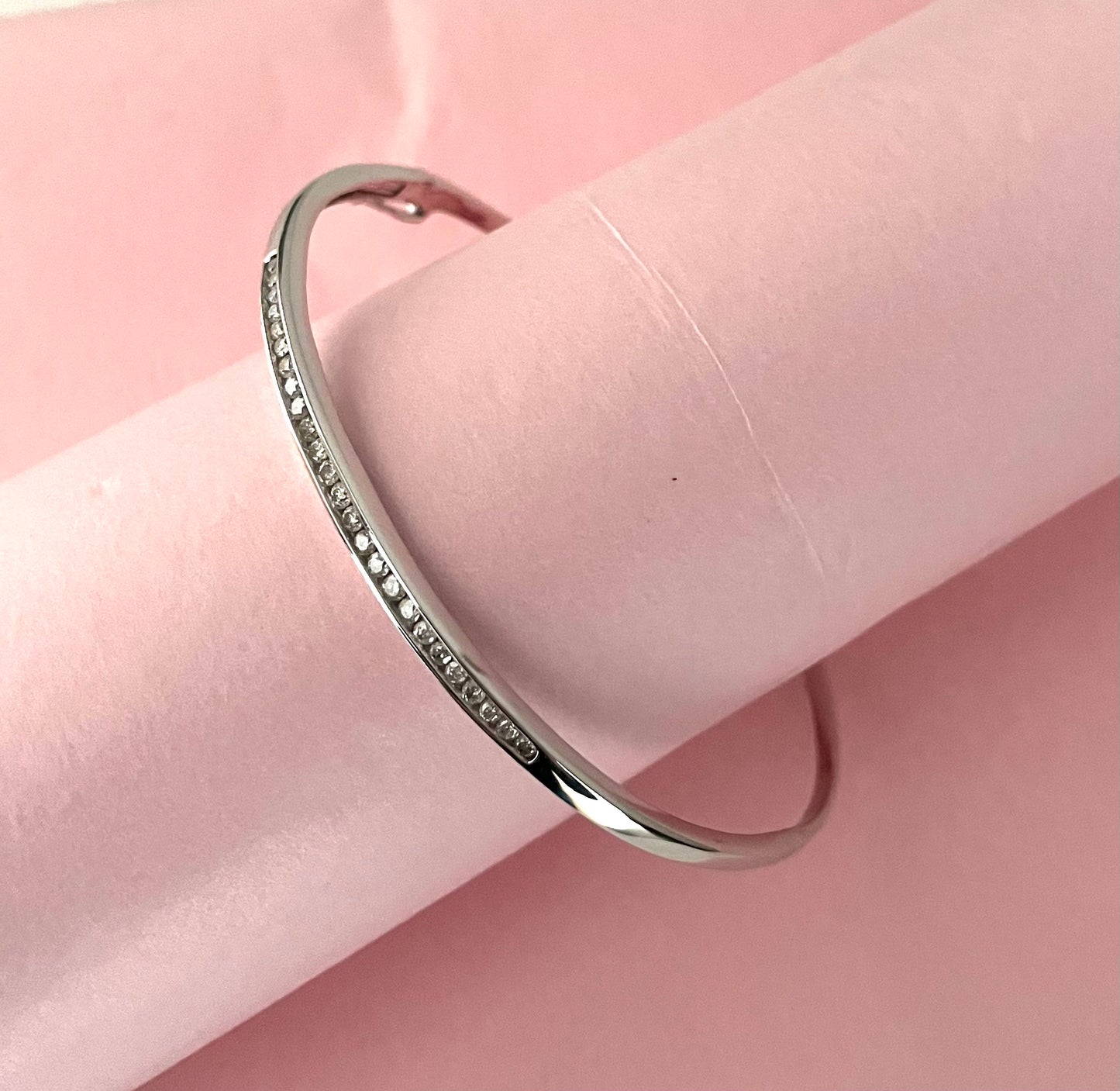 Wonderful Estate Bangle .50cts Diamonds In 10K White Gold