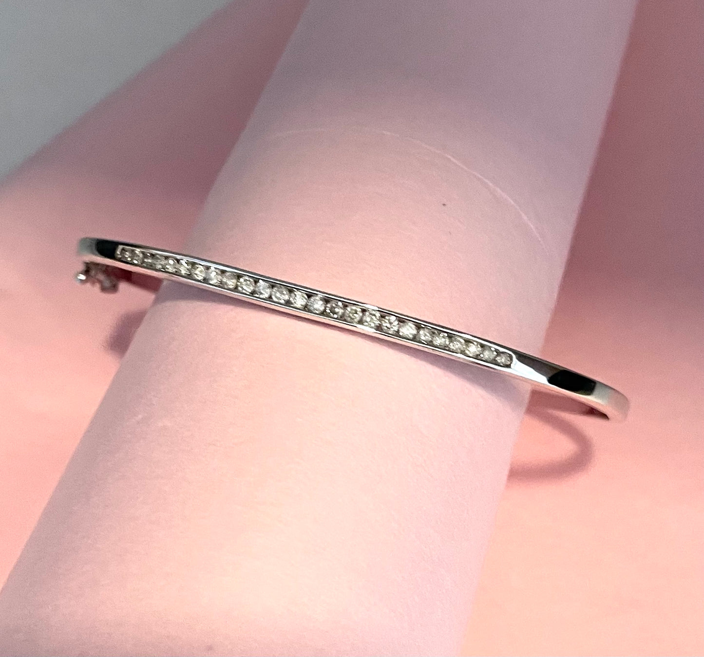 Wonderful Estate Bangle .50cts Diamonds In 10K White Gold