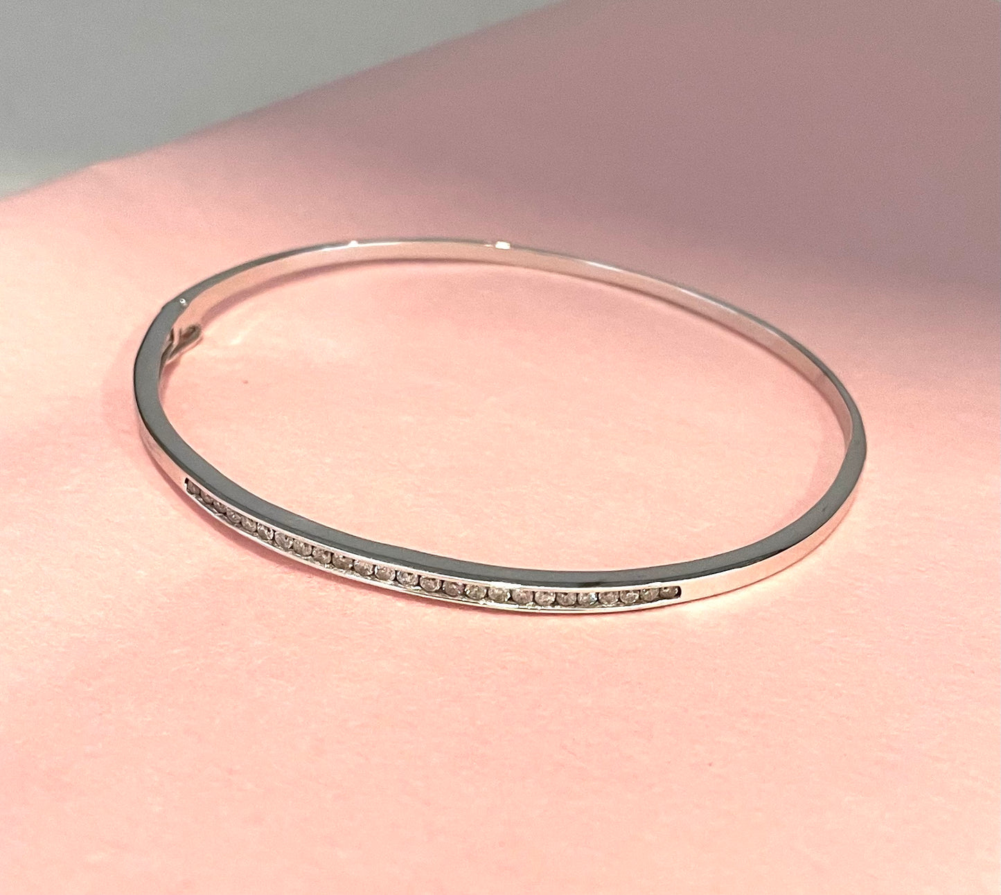 Wonderful Estate Bangle .50cts Diamonds In 10K White Gold