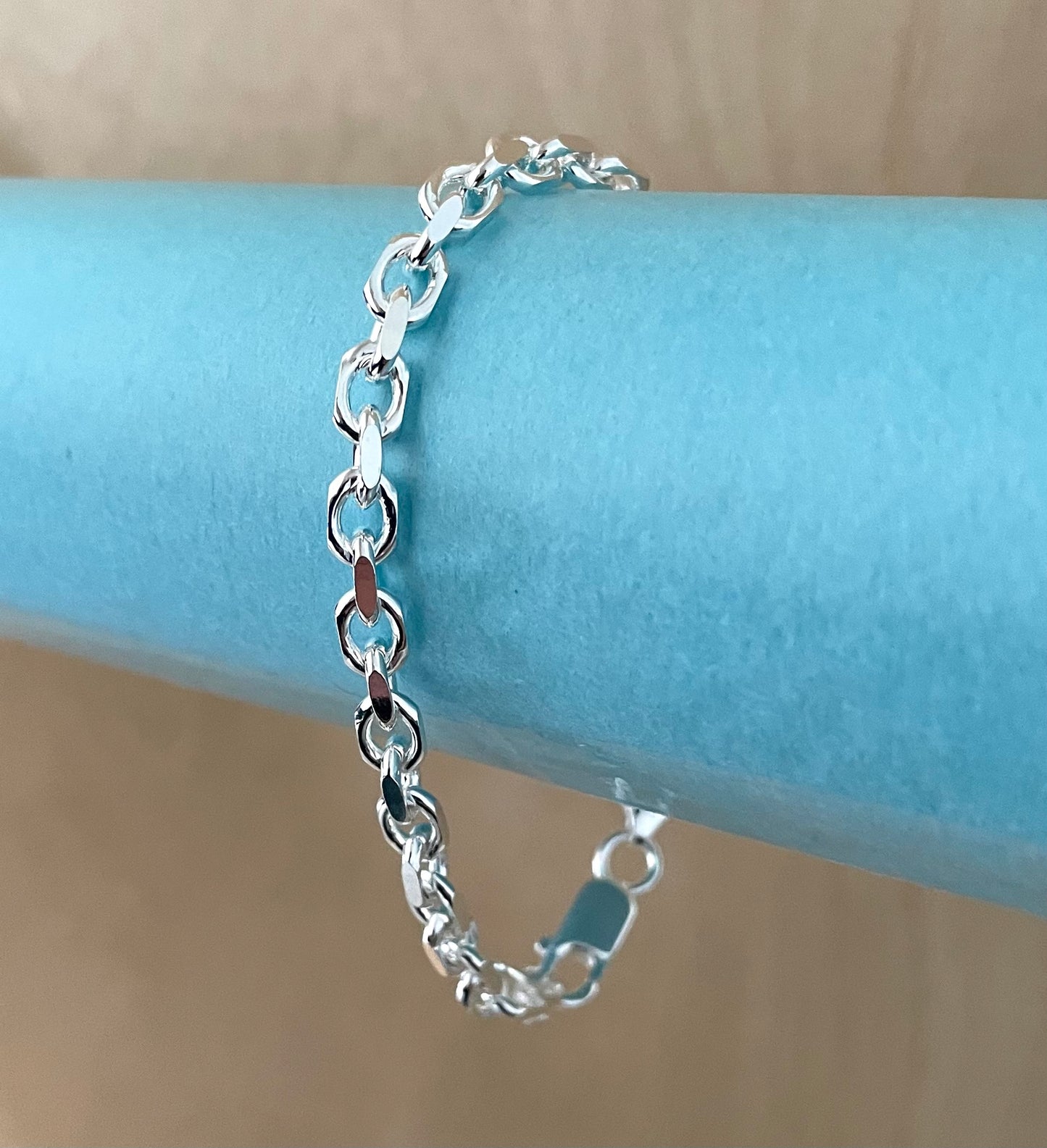 Bracelet Bold Cable Link Solid 925 Sterling Silver Italy