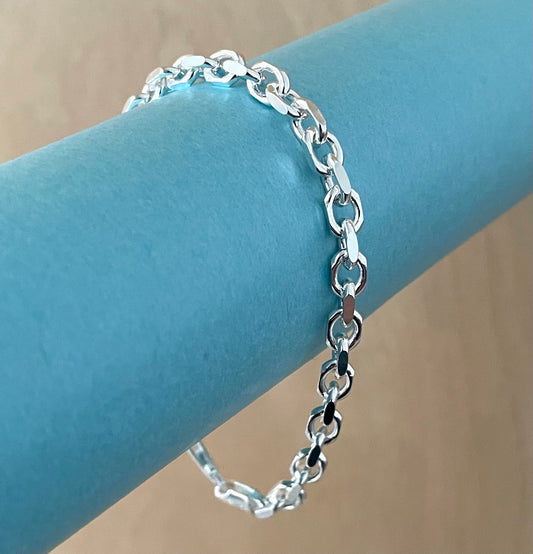 Bracelet Bold Cable Link Solid 925 Sterling Silver Italy